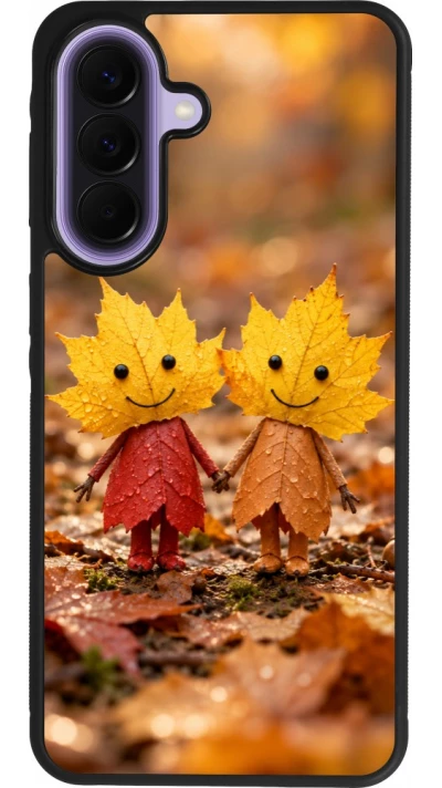 Coque Samsung Galaxy A57 5G - Silicone rigide noir Autumn 26 Couple of leaves