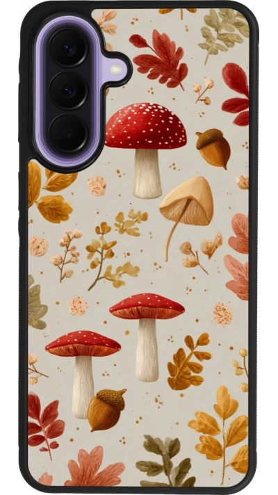 Coque Samsung Galaxy A57 5G - Silicone rigide noir Autumn 26 Mushrooms and leaves