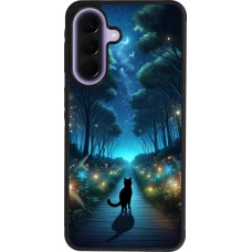Samsung Galaxy A57 5G Case Hülle - Silikon schwarz Schwarze Katze Spaziergang