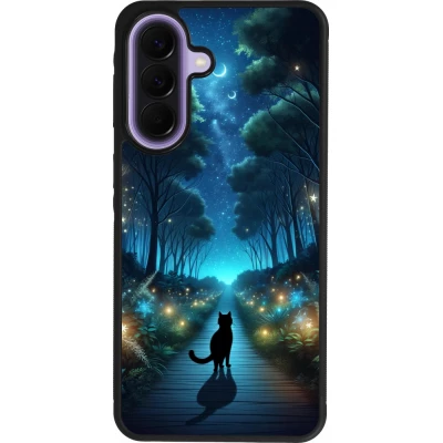 Samsung Galaxy A57 5G Case Hülle - Silikon schwarz Schwarze Katze Spaziergang