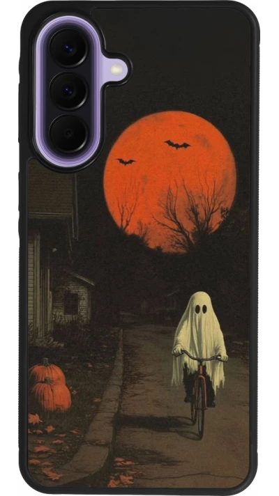 Samsung Galaxy A57 5G Case Hülle - Silikon schwarz Halloween 2025 Ghost on a bicycle