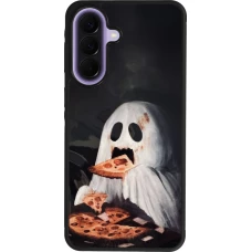 Samsung Galaxy A57 5G Case Hülle - Silikon schwarz Halloween 2026 Ghost eating pizza