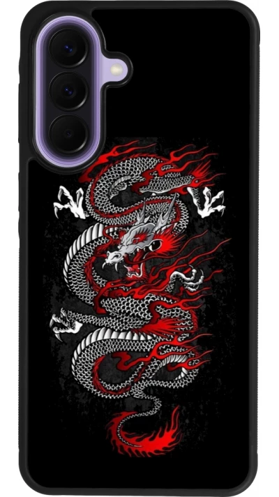 Samsung Galaxy A57 5G Case Hülle - Silikon schwarz Japanese style Dragon Tattoo Red Black