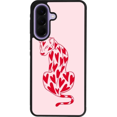 Samsung Galaxy A57 5G Case Hülle - Silikon schwarz Leopard with hearts 2026
