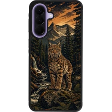 Coque Samsung Galaxy A57 5G - Silicone rigide noir Linocut Lynx