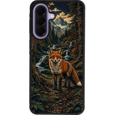 Coque Samsung Galaxy A57 5G - Silicone rigide noir Linocut Renard