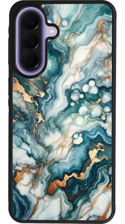 Coque Samsung Galaxy A57 5G - Silicone rigide noir Marbre Vert Bleu Doré