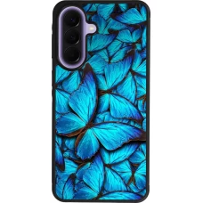 Coque Samsung Galaxy A57 5G - Silicone rigide noir Papillon bleu