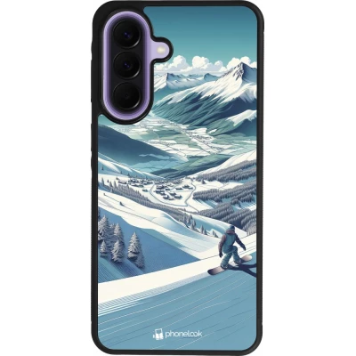 Samsung Galaxy A57 5G Case Hülle - Silikon schwarz Snowboarder Berg