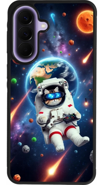 Samsung Galaxy A57 5G Case Hülle - Silikon schwarz VR SpaceCat Odyssee