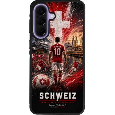 Coque Samsung Galaxy A57 5G - Silicone rigide noir Football Schweiz splash 2026