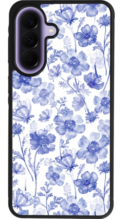 Samsung Galaxy A57 5G Case Hülle - Silikon schwarz Spring 23 watercolor blue flowers