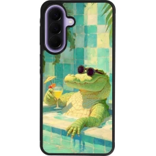 Samsung Galaxy A57 5G Case Hülle - Silikon schwarz Crocodile in the swimming pool Summer 2026
