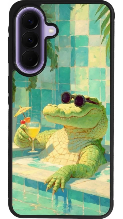 Samsung Galaxy A57 5G Case Hülle - Silikon schwarz Crocodile in the swimming pool Summer 2026