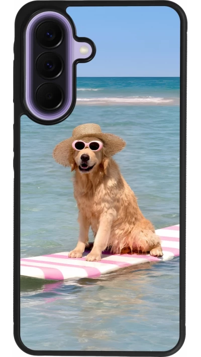 Samsung Galaxy A57 5G Case Hülle - Silikon schwarz Summer Dog on Paddle