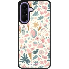 Samsung Galaxy A57 5G Case Hülle - Silikon schwarz Sommer Pink Muster
