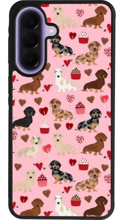 Samsung Galaxy A57 5G Case Hülle - Silikon schwarz Valentine 2024 puppy love
