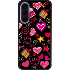 Coque Samsung Galaxy A57 5G - Silicone rigide noir Valentine 2023 love symbols
