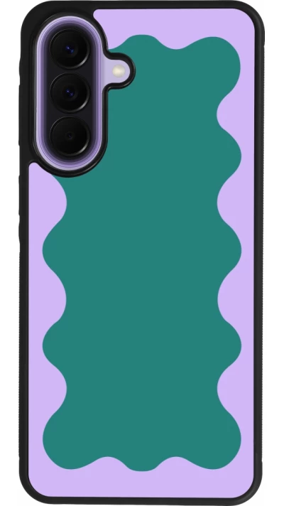 Samsung Galaxy A57 5G Case Hülle - Silikon schwarz Wavy Rectangle Green Purple