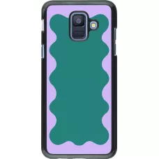 Samsung Galaxy A6 Case Hülle - Wavy Rectangle Green Purple