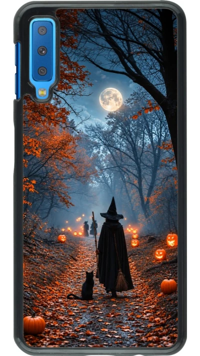 Samsung Galaxy A7 Case Hülle - Halloween 2026 Witch with a cat