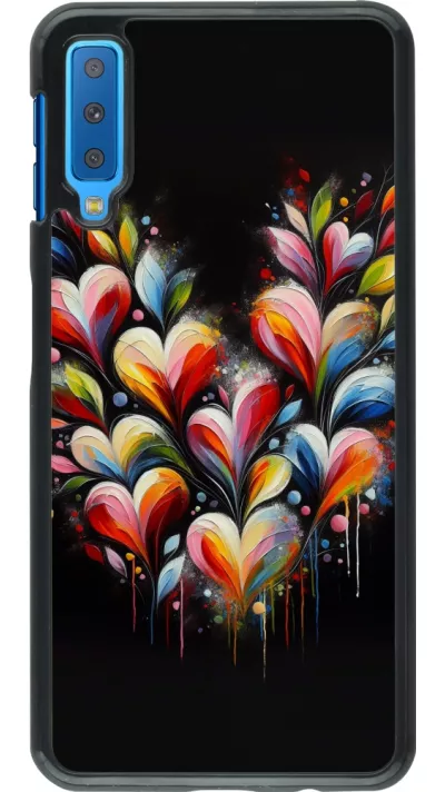 Samsung Galaxy A7 Case Hülle - Valentin 2024 Schwarzes Herz Abstrakt