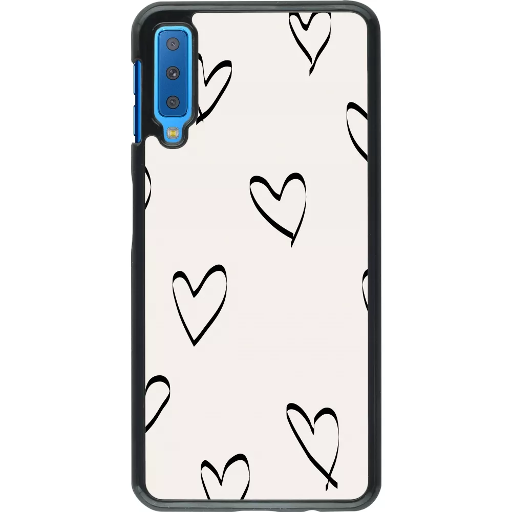 Samsung Galaxy A7 Case Hülle - Valentine 2023 minimalist hearts
