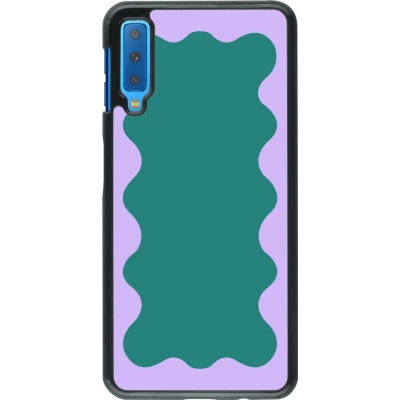 Samsung Galaxy A7 Case Hülle - Wavy Rectangle Green Purple