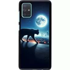 Samsung Galaxy A71 Case Hülle - Schwarze Katze unter dem Vollmond