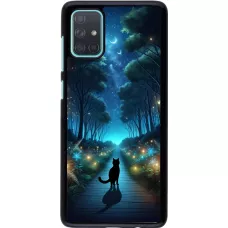 Samsung Galaxy A71 Case Hülle - Schwarze Katze Spaziergang