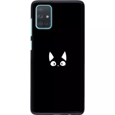 Coque Samsung Galaxy A71 - Funny cat on black