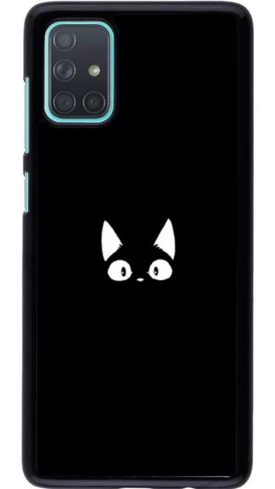 Coque Samsung Galaxy A71 - Funny cat on black