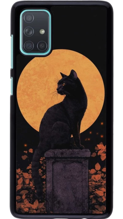 Samsung Galaxy A71 Case Hülle - Halloween 2026 Cat Art Nouveau