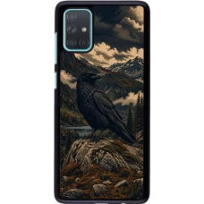 Samsung Galaxy A71 Case Hülle - Linocut Grosser Rabe