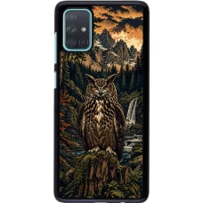 Samsung Galaxy A71 Case Hülle - Linocut Uhu