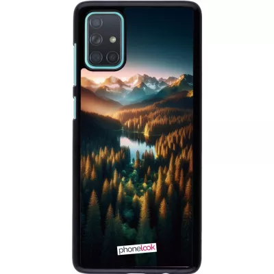 Samsung Galaxy A71 Case Hülle - Sonnenuntergang Waldsee