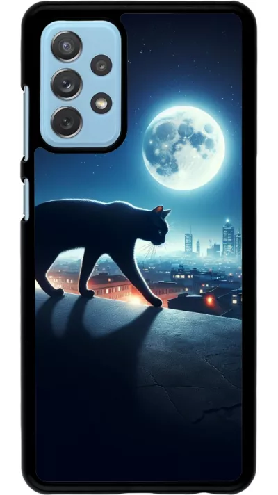 Samsung Galaxy A72 Case Hülle - Schwarze Katze unter dem Vollmond