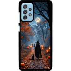 Samsung Galaxy A72 Case Hülle - Halloween 2026 Witch with a cat