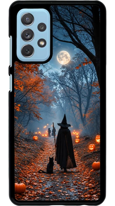 Samsung Galaxy A72 Case Hülle - Halloween 2026 Witch with a cat