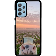 Samsung Galaxy A72 Case Hülle - Cow with tulips Spring 2026