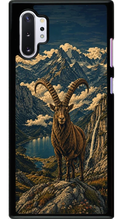 Samsung Galaxy Note 10+ Case Hülle - Linocut Steinbock