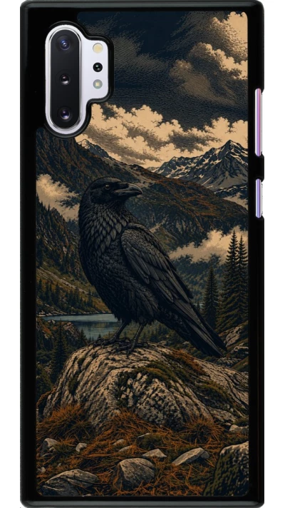 Samsung Galaxy Note 10+ Case Hülle - Linocut Grosser Rabe
