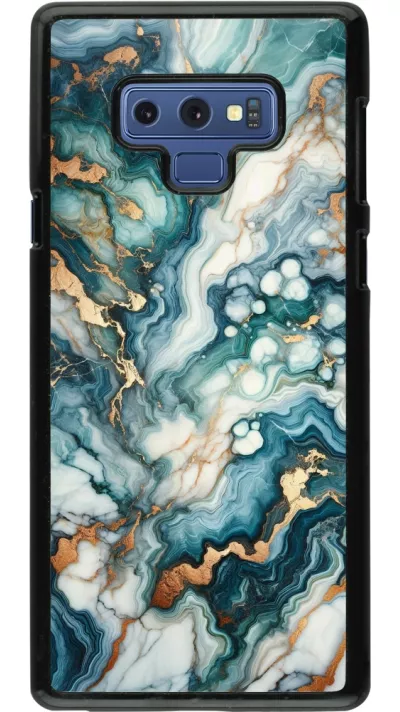Coque Samsung Galaxy Note9 - Marbre Vert Bleu Doré