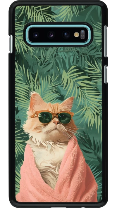 Samsung Galaxy S10 Case Hülle - Cat Summer Palms