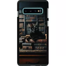 Samsung Galaxy S10 Case Hülle - Katze Bücher dunkel
