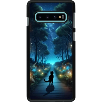 Samsung Galaxy S10 Case Hülle - Schwarze Katze Spaziergang