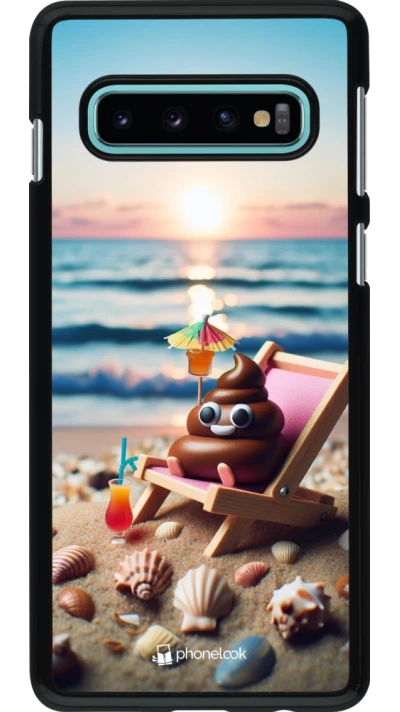 Samsung Galaxy S10 Case Hülle - Kackhaufen Emoji auf Liegestuhl
