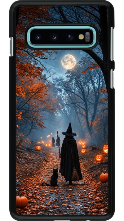 Samsung Galaxy S10 Case Hülle - Halloween 2026 Witch with a cat