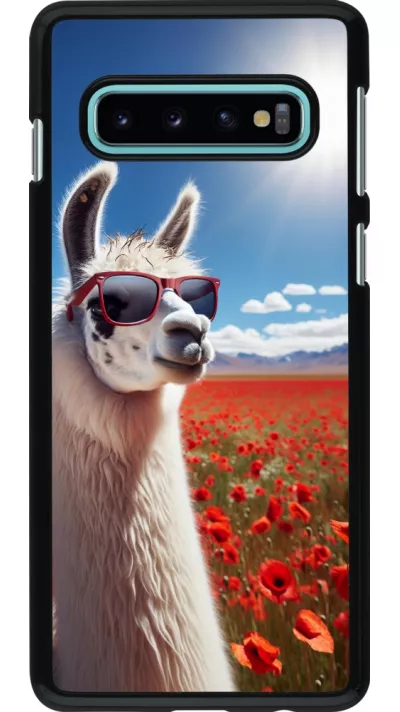 Samsung Galaxy S10 Case Hülle - Lama Chic in Mohnblume