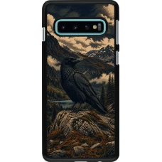 Samsung Galaxy S10 Case Hülle - Linocut Grosser Rabe